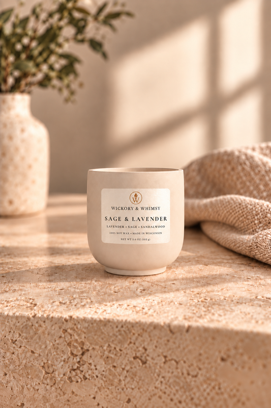 Sage & Lavender | Lavender, Sage, and Sandalwood | 3.6 oz Concrete Soy Candle