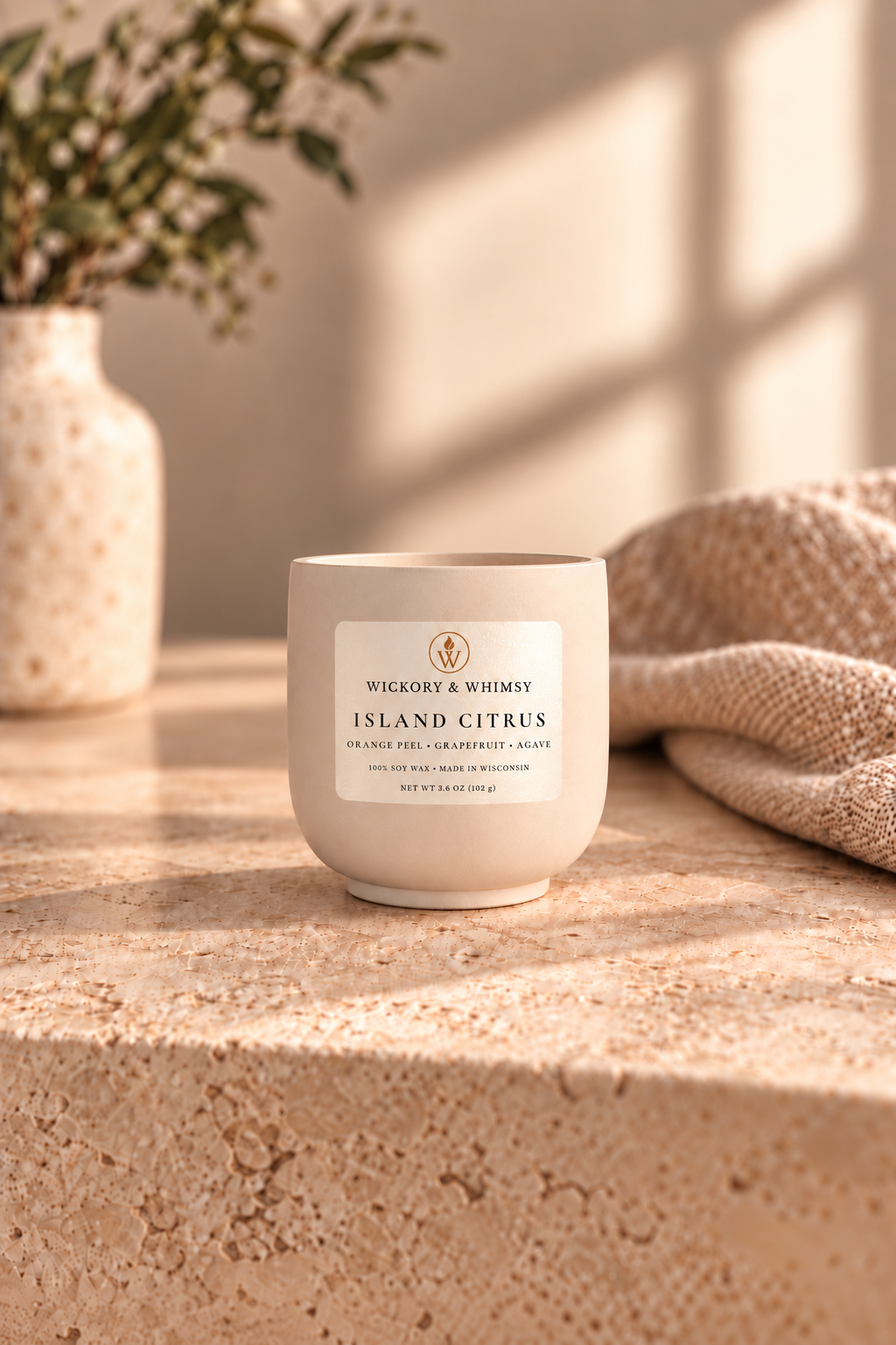 Island Citrus | Orange Peel, Grapefruit and Agave | 3.6 oz Concrete Soy Candle