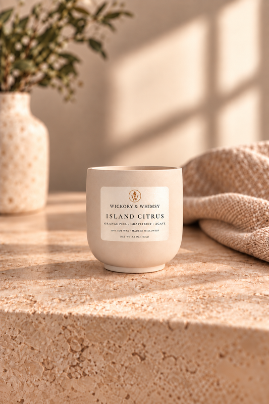 Island Citrus | Orange Peel, Grapefruit and Agave | 3.6 oz Concrete Soy Candle