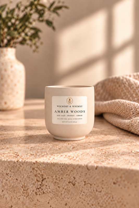 Amber Woods | Amber, Cedar and Sandalwood | 3.6 oz Concrete Soy Candle