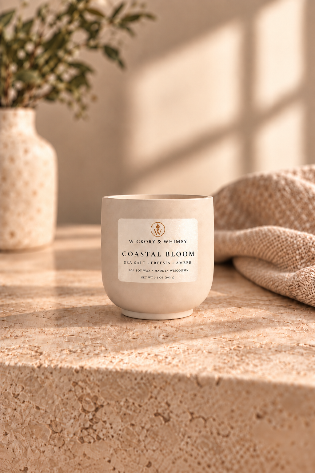 Coastal Bloom | Sea Salt, Freesia and Amber | 3.6 oz Concrete Soy Candle