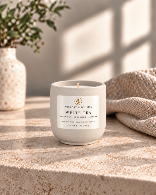 White Tea | Mandarin, White Tea and Jasmine | 3.6 oz Concrete Soy Candle