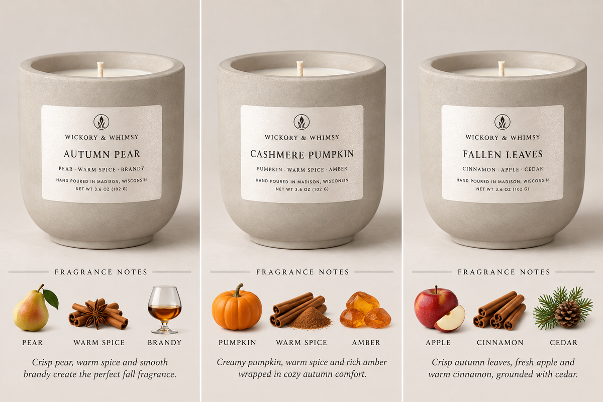 Fall Candle Trio | Autumn Pear, Cashmere Pumpkin & Fallen Leaves